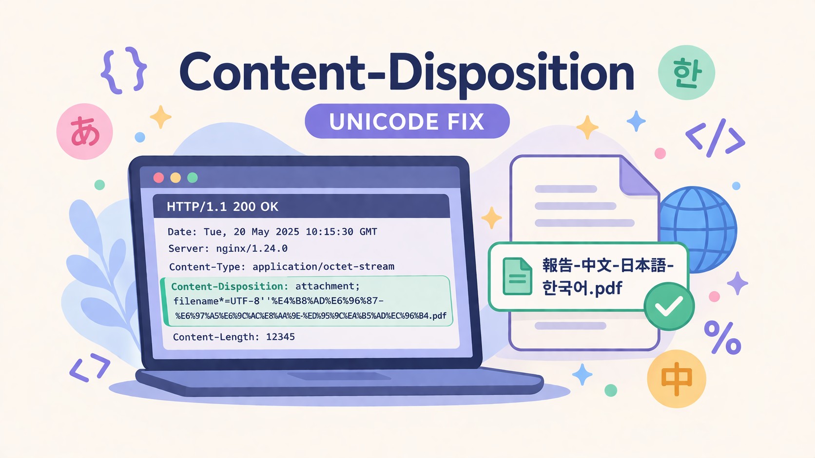 解決HTTP Header Content-Disposition檔案名稱不能輸入中文、日文、韓文等Unicode字元