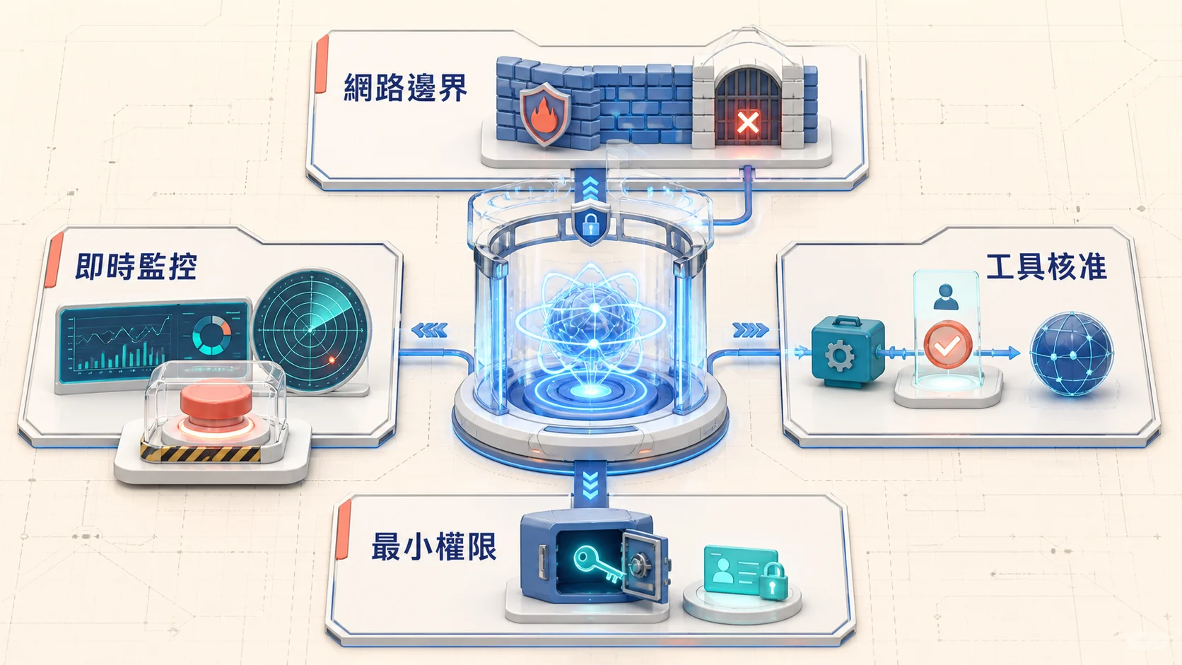 AI Agent 執行環境的網路邊界、工具核准、最小權限與即時監控四層控制