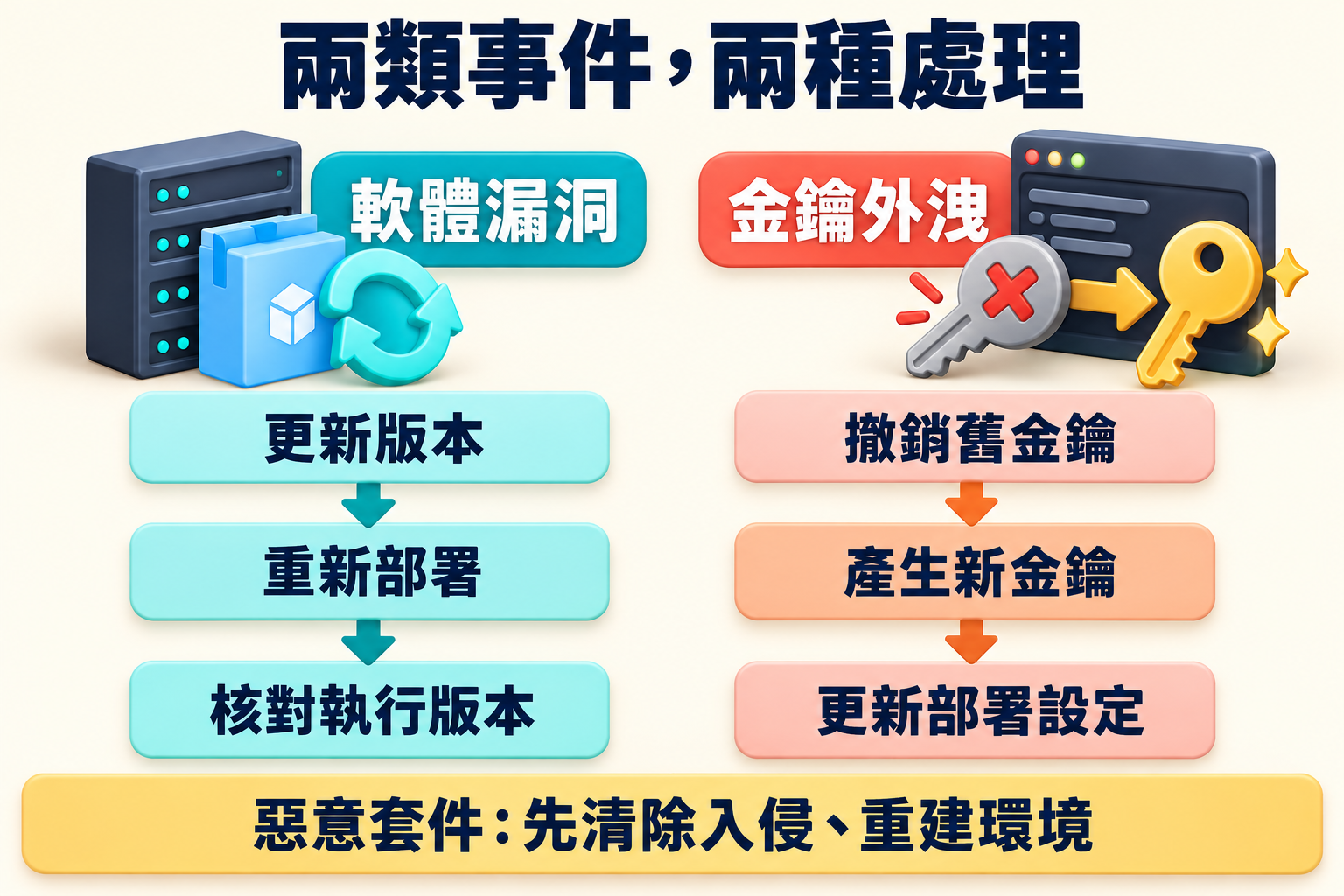 軟體漏洞的更新部署與金鑰外洩的撤銷更換流程